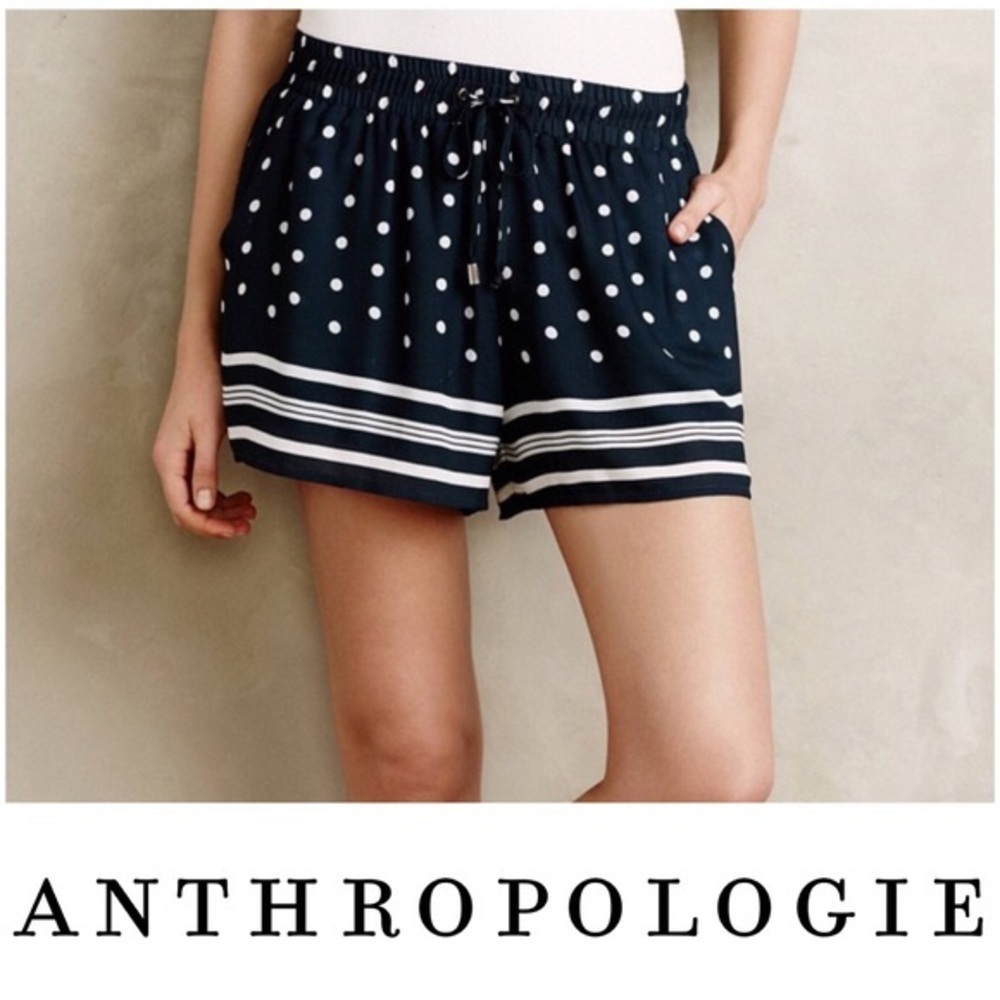 ELEVENSES Dotted Line Shorts Navy Polka Dot size M